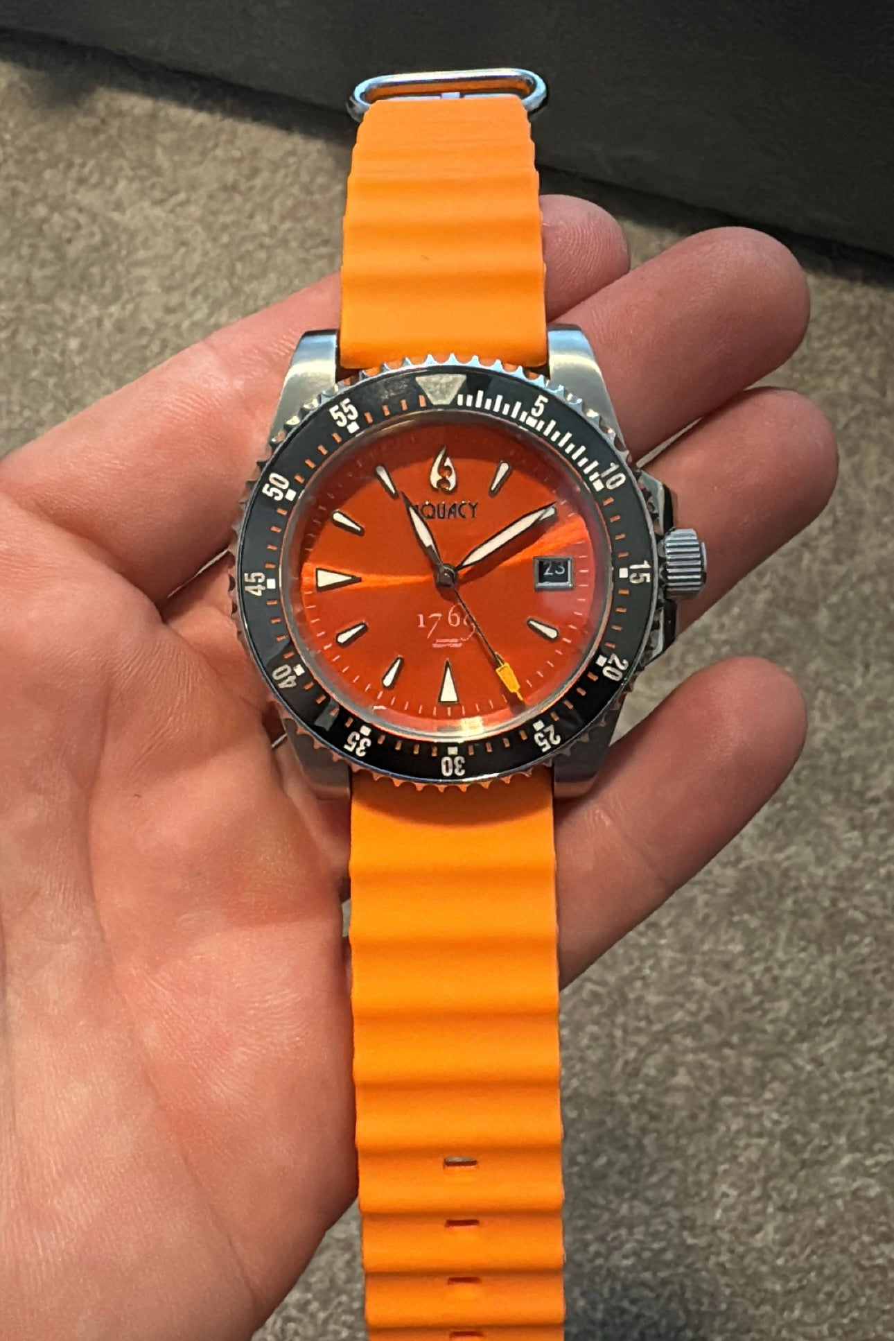 Aquacy 1769 Hei Matau Men's Automatic 300M Orange Dive Watch 1769.O.B.S