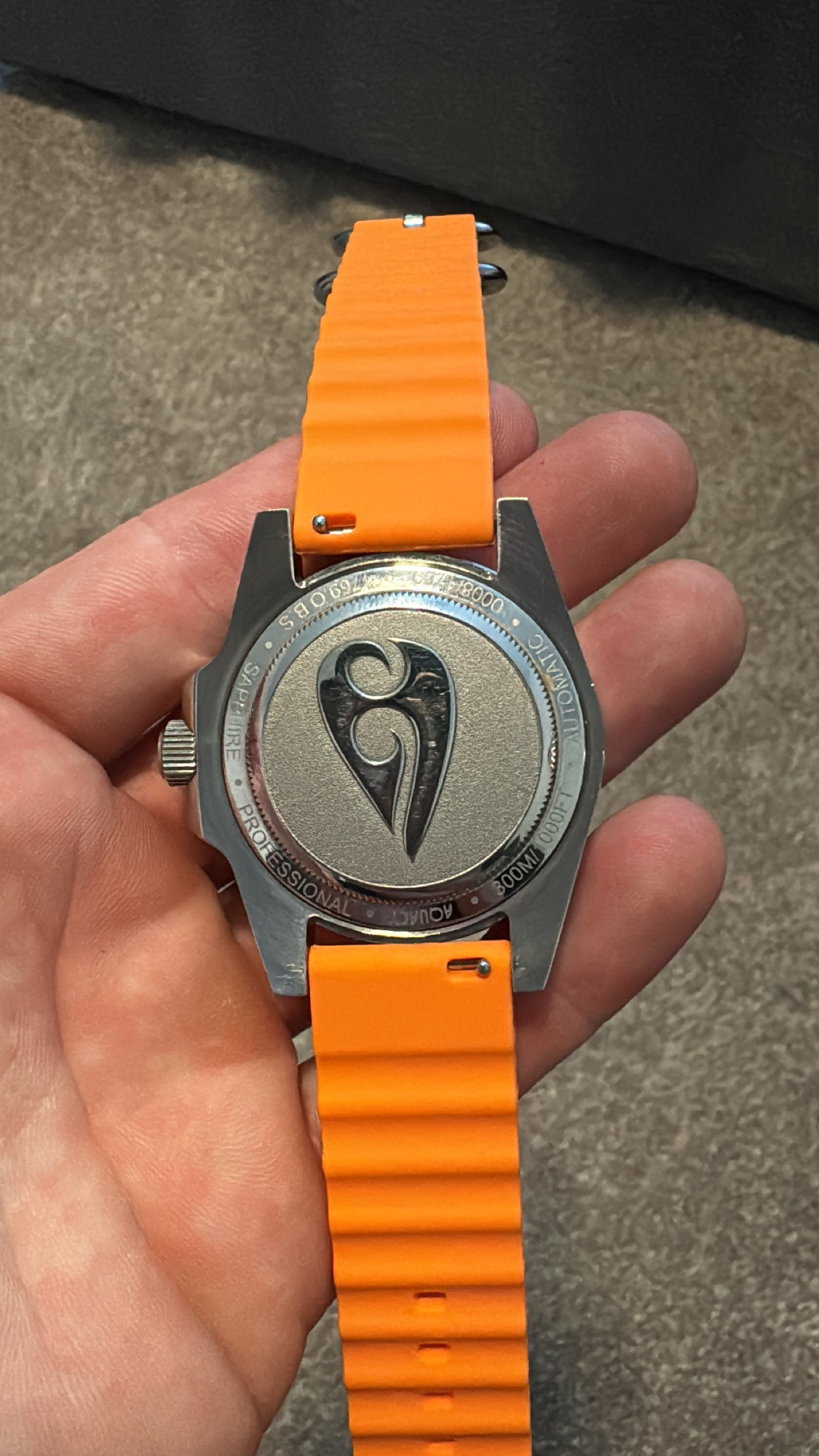 Aquacy 1769 Hei Matau Men's Automatic 300M Orange Dive Watch 1769.O.B.S