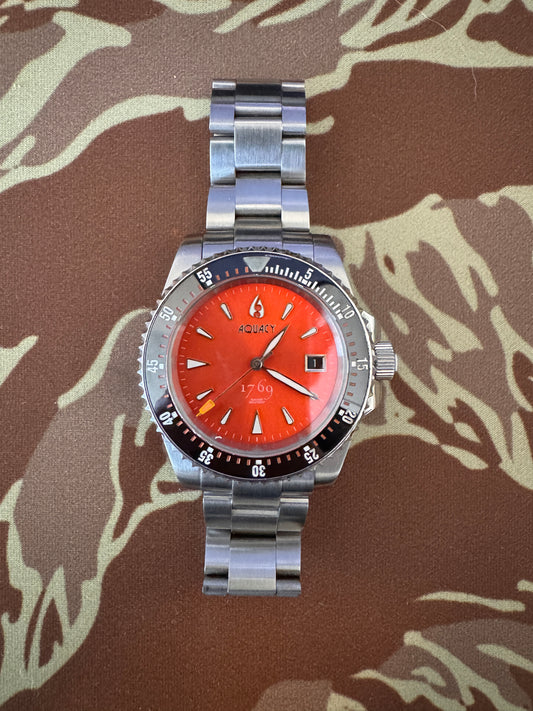 Aquacy 1769 Hei Matau Men's Automatic 300M Orange Dive Watch 1769.O.B.S